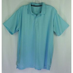 Real Essentials Shirt L Blue Polo Short Sleeve Mens Size Large